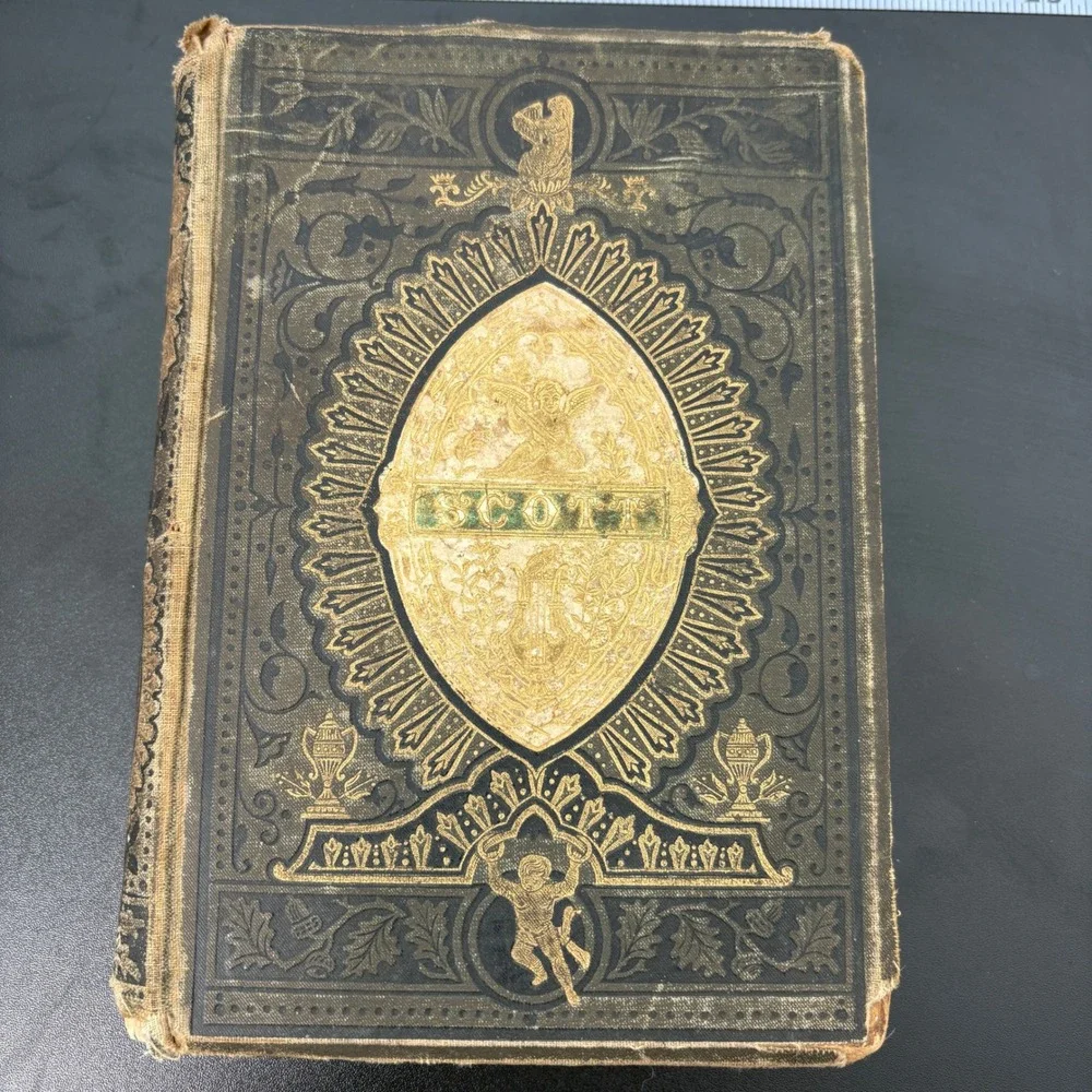 Sir Walter Scott Poetical Works OS Antique Green Gilt Embossed Victorian Book‎